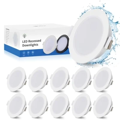 Image of Gr4tec Recessed Ceiling Lights IP65, 10x 5W LED Bathroom Downlights 2700K Warm White 400LM, 35mm Ultra Slim, Φ68 80mm Hole, Spotlights for Living Room, Bathroom, No Fire Rated