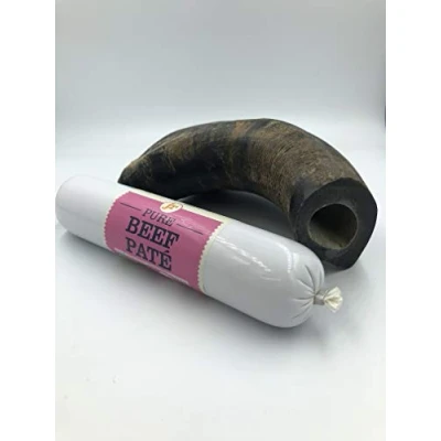 Image of JR Pet Products 200g Pure Beef Pate &amp; Medium Buffalo Horn Long Lasting Dog Chew Treat Combo
