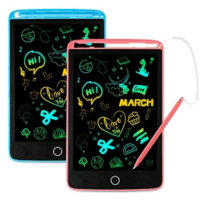 Image of ASAB LCD Writing Tablet Drawing For Kids Colourful Screen Twin Pack Educational Toy Portable Board Doodling Notes Making Pad Girls Boys