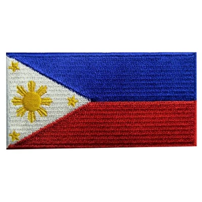 Image of Philippines Flag Embroidered Patch Filipino Iron On Sew National Emblem