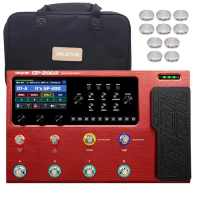 Image of Valeton Multi Effects Guitar Pedal Processor Bass Amp Modeling IR Cabinets Simulation with FX Loop MIDI I/O OTG USB Audio Interface Bag,10Pcs Footswitch Toppers GP 200R