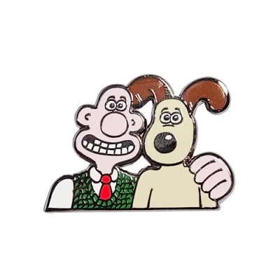 Image of Pawprint Family Wallace &amp; Gromit Character Enamel Pin Badge Official Merchandise