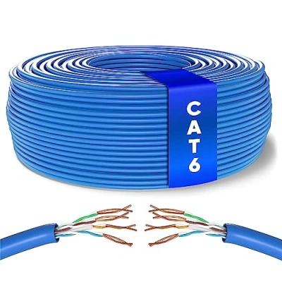 Image of Mr. Tronic Bulk Cat 6 Ethernet Cable 50m, High Speed LAN Network Cable, 50m Cat6 Internet 1 Gbps, 250 MHz, ADSL AWG24 UTP CCA (50 Meter, Blue)