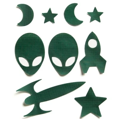 Image of SPACE Self Adhesive Down Jacket Repair Patches Waterproof, Tear Resistant, Pre Cut Nylon for Quick Repairs 9 Piece Set Coats, Sleeping Bags, Tents, &amp; Outdoor Gear Bottle Green