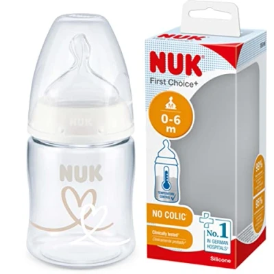Image of NUK First Choice+ Bottle 0 6 Months Temperature Control Silicone Teat Anti Colic Valve BPA Free 150ml