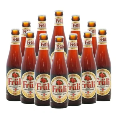 Image of Beer HUNTER Fruli Strawberry Fruit Flavoured Red Belgian 330ml Bottles 4.1% ABV (12 Pack)