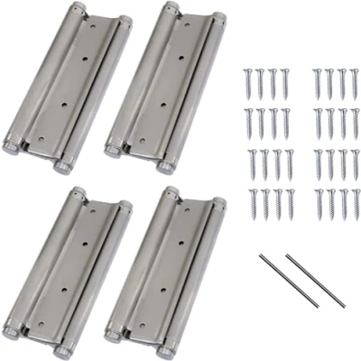 Image of 4 Pcs 8&#039;&#039; Heavy Duty Cafe Saloon Door Hinges Double Action Spring Hinge Stainless Steel Self Closing 200mm… (Silver)