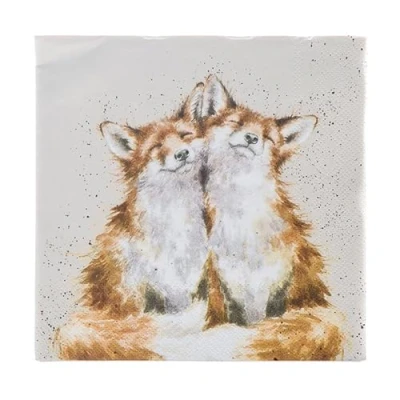 Image of Wrendale Designs Pack of 20 Lunch Size &#039;Contentment&#039; Foxes Napkins