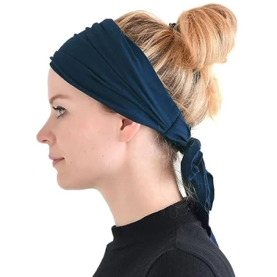Image of Casualbox Pre tied Headband Boho Hair Band Summer Mens Womens Head Wrap Hippie Navy(Size: One Size)