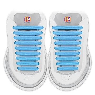 Image of INMAKER No Tie Laces for Kids and Adults, Elastic Trainers, Silicone Tieless Flat Shoelaces Running Shoes