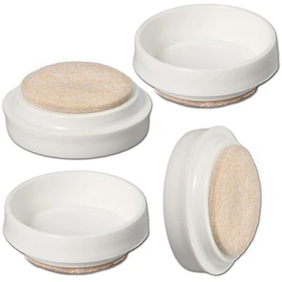 Image of 4X Large White Cushioned Felt Pad Castor Cups Sofa/Chair/Table Leg Floor Protectors