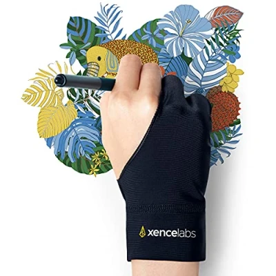 Image of XENCELABS, Artist Glove, Drawing Glove Left Right Hand for Tablet, 2 Finger Black Size M