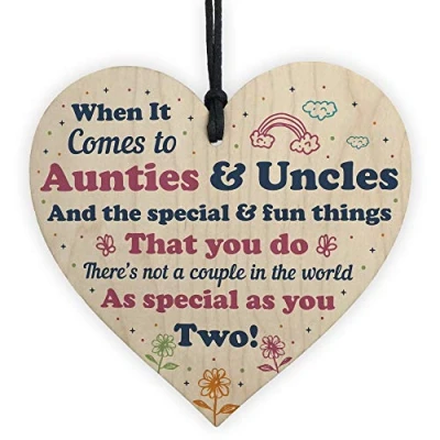 Image of RED OCEAN Auntie And Uncle Gifts Wooden Heart Birthday