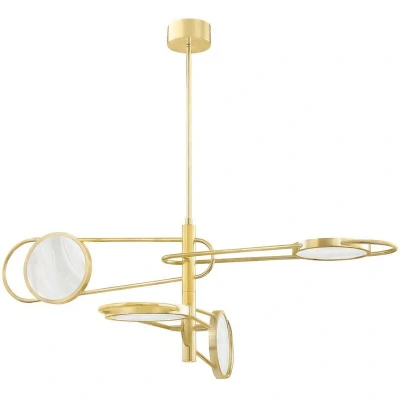 Image of Jervis 4 Light Pendant Brass, Alabaster