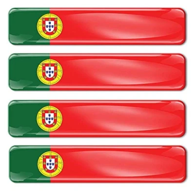 Image of 4 x 3D Domed Silicone Stickers Decals Portugal National Portuguese Flag Car Motorcycle Helmet F 17