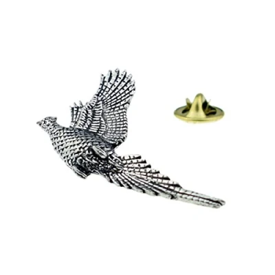 Image of B24 RISING PHEASANT Bird English Pewter Lapel Pin Badge XTSPBB24