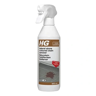 Image of HG Natural Stone Coloured Stain Remover, Product 41, Effective Cleaner to Remove Grease &amp; Dirt for Calciferous Marble Tiles, Concentrated Spray Cleanser 500ml (227050106)