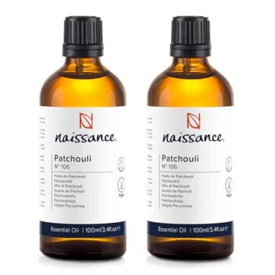 Image of Naissance Patchouli Essential Oil (No. 106) 200ml (2x100) Pure, Natural, Undiluted for Aromatherapy, Massage Blend &amp; Diffusers