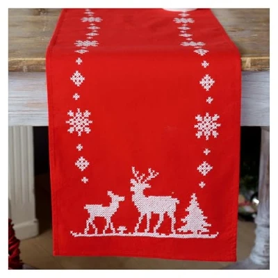 Image of Vervaco Embroidery Kit: Runner: Christmas Deer, Cotton, NA, 30 x 105cm