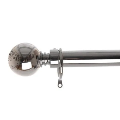 Image of Emma Barclay Lifestyle 25 28mm Telescopic Extendable Metal Ball Curtain Pole Set, Chrome, 120 210 Cm