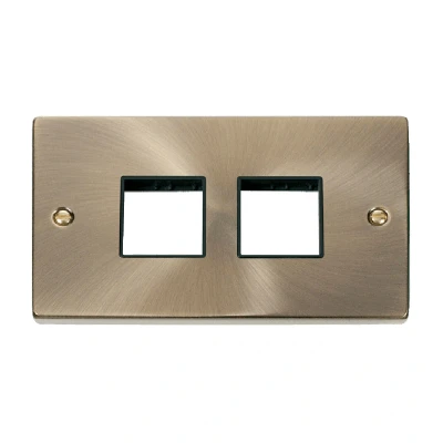 Image of Click Deco 2 Gang Plate x Aperture Unfurnished Antique Brass Black Inserts