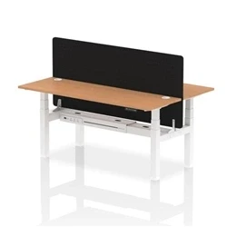 Image of Air B2B 1800x600mm Adjustable 2P Bench Desk CP Oak/White + Screen