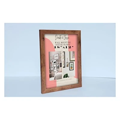 Image of Deals on deal Modern 18 x 12 Inch Wooden Picture Frame Photo Wall Art Poster Frames With Clear Perspex Safety Glass to Hang Portrait or Landscape (18&quot;x12&quot; (45.7 30.5cm), RUSTIC)