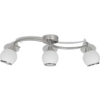 Image of vidaXL Ceiling Lamp with Glass Shades on Waving Rail for 3 E14 Bulb