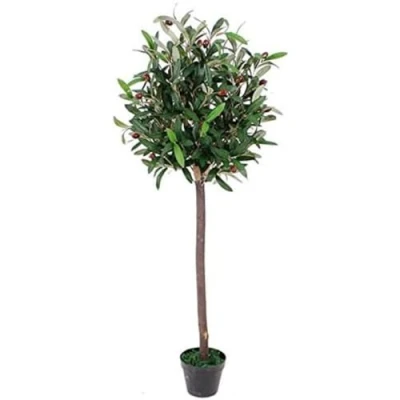 Image of Leaf Design UK Artificial Olive Tree in Black Plastic Pot, 120cm (4ft)