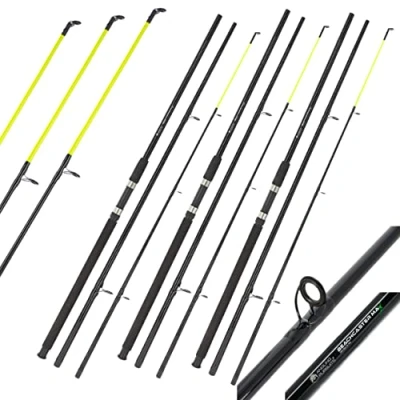 Image of 3 x AP Beachcaster Fishing Rods 12ft 3pc Rod Sea Surf Beach Pier Travel