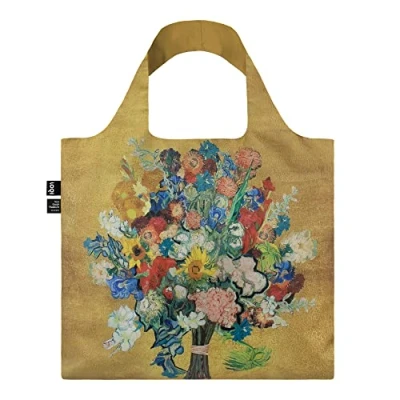 Image of LOQI Vincent Van Gogh VGM 50th Anniversary Bouquet/Flower Pattern Gold Recycled Bag
