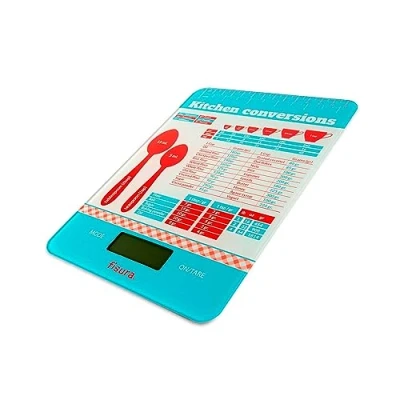 Image of FISURA Digital kitchen scales. Original electronic scales 5 kg / 11 lbs. letter with tare function. Glass and ABS. 15 x 22 cm. (Pastry measures)