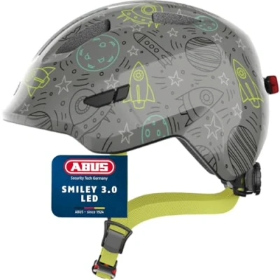 Image of ABUS children&#039;s helmet Smiley 3.0 LED bike with light deep fit and space for a pigtail girls boys
