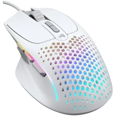 Image of Glorious Model I 2 Wired Gaming Mouse 9 Programmable Buttons (2 Swappable), 66g Superlight, 26k Optical Sensor, 80M Click Rated Switches, MMO/MOBA/FPS, Side Thumb Rest White