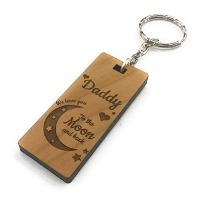 Image of Rutherfords Gifts Personalised Moon and Back Keyring Engraved Daddy,Mummy Fathers Day Mothers Birthday Gift With A Message Of Your Choosing!