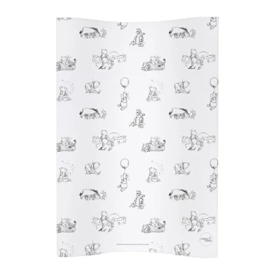 Image of Deluxe Unisex Baby Waterproof Changing Mat Anti Roll Cosy 50x70cm &amp; Wipeable (Black White Winnie The Pooh)