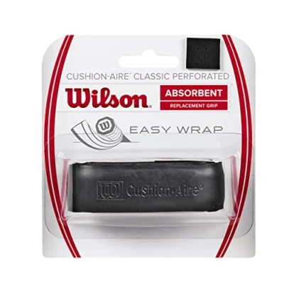 Image of Wilson Unisex Tennis Racket Overgrip Cushion Aire Classic Perforated Grip Black Black, One Size UK