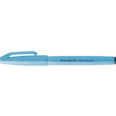 Image of Pentel SES15C FSX Brush Sign Pen Neon Blue Fibre Tip Like Pack of 1