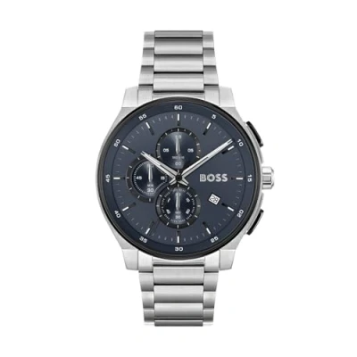 Image of BOSS PEAK 2.0 Chronograph watch silvercoloured/blue, Men&#039;s, Size: One Size, Silver coloured/blue