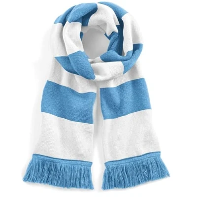 Image of Beechfield Stadium Scarf Stylish Accessory for Keeping Warm Sky Blue/White