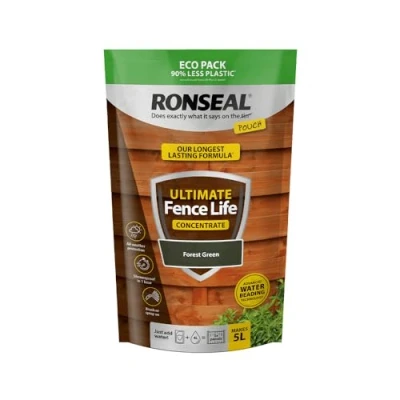 Image of Ronseal 950ml Ultimate Fence Life Concentrate Pouch, Forest Green