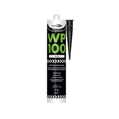 Image of WP100 Silicone Sealant Seal Rapid Coloured Cure Mastic External Door Windows EU4 Bath Shower Basin Window Frames Quick Drying (Anthracite) (Black)