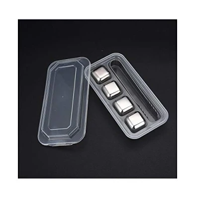 Image of Gteller Stainless Steel Metal Beverage Chilling Rocks,Reusable Ice Cubes for Whiskey,Vodka,Liqueurs,Wine (27mm: 4 with Clip)