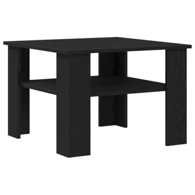 Image of vidaXL Black Oak Engineered Wood Coffee Table 60x60 cm Modern Square Design for Living Room Lounge