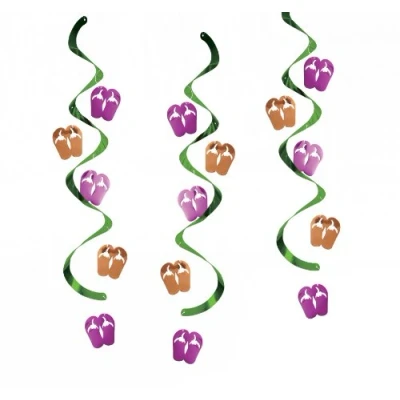 Image of Creative Converting Dizzy Danglers Flip Flops Hanging Party Decor