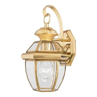 Image of Newbury 1 Light Outdoor Small Wall Lantern Polished Brass IP44, E27