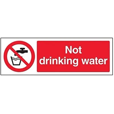 Image of V Safety Not Drinking Water Sign 300mm x 100mm Self Adhesive Vinyl