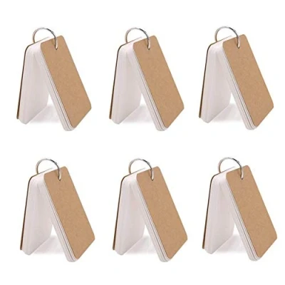 Image of Koogel 6 Pack Revision Flash Cards, 300pcs 2.2 x 3.5 Inches White Mini Blank Cards Kraft Paper Study Index for Back to School College Stationary Supplies