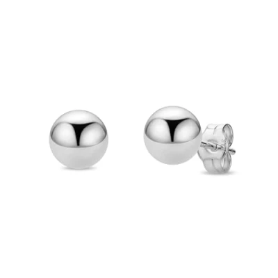 Image of Miore ball stud earrings in 9 kt 375 white gold/yellow Gold/Rose Gold Ø 6 mm (White Gold)