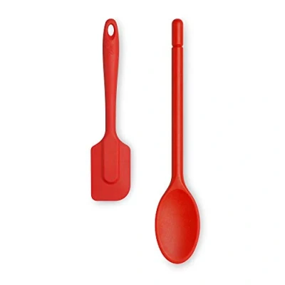 Image of Zeal JSET4R Non Stick Silicone Cooks Spoon &amp; Spatula 2 Piece Set Red